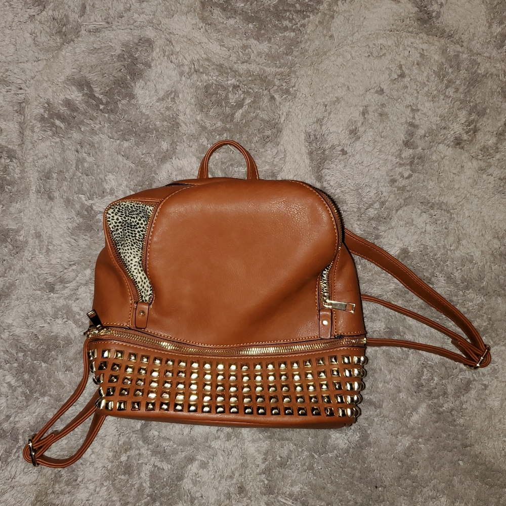 Tan Studded Backpack